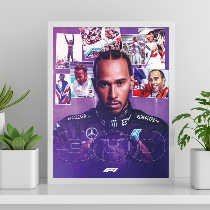 Lewis Hamilton 300 Grand Prix F1 Poster