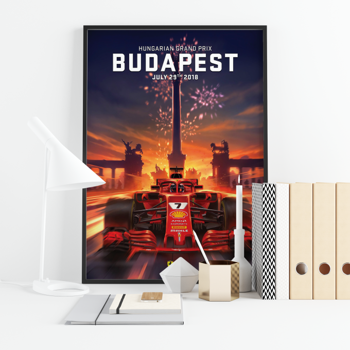 Hungary 2018 Ferrari F1 Poster