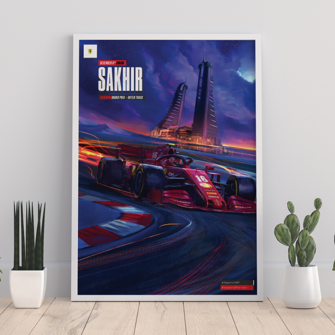 Sakhir 2020 Ferrari F1 Poster