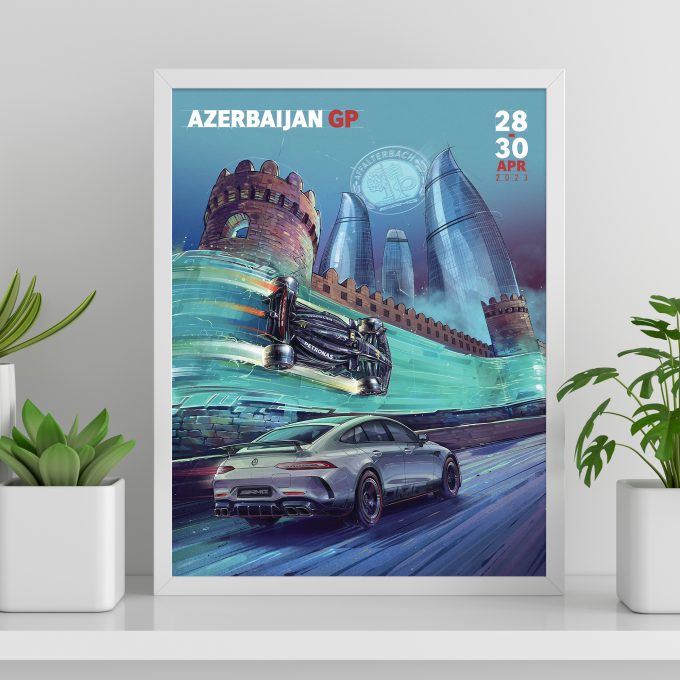 Azerbaijan 2023 Mercedes F1 Poster