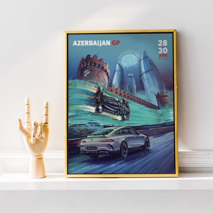 Azerbaijan 2023 Mercedes F1 Poster