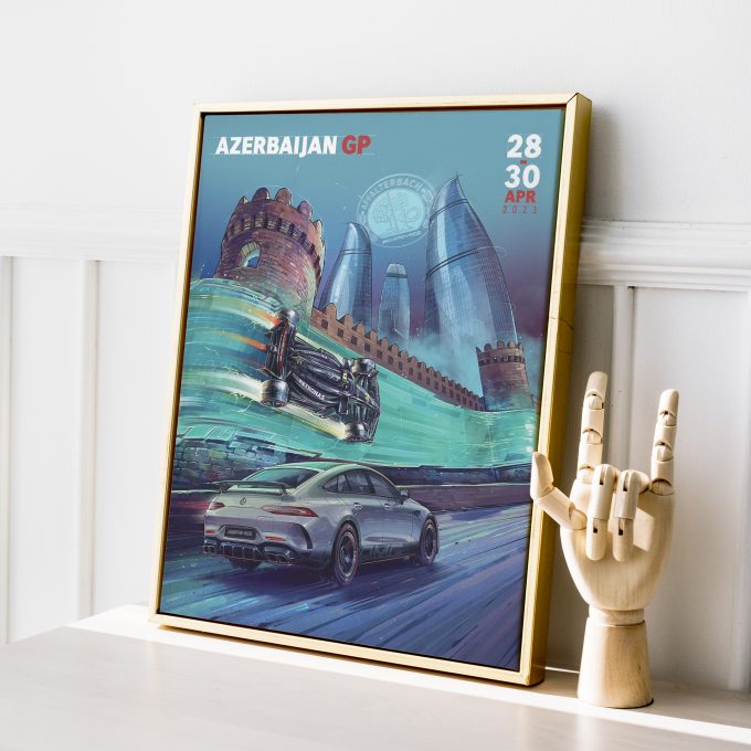 Azerbaijan 2023 Mercedes F1 Poster