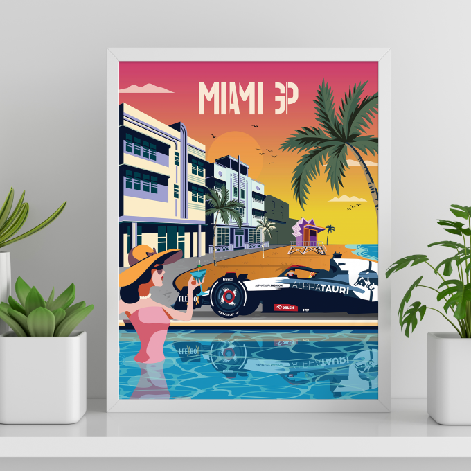 Miami 2023 Alpha Tauri F1 Poster