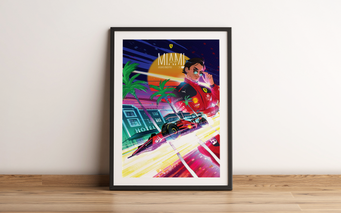 Miami 2023 Ferrari F1 Poster