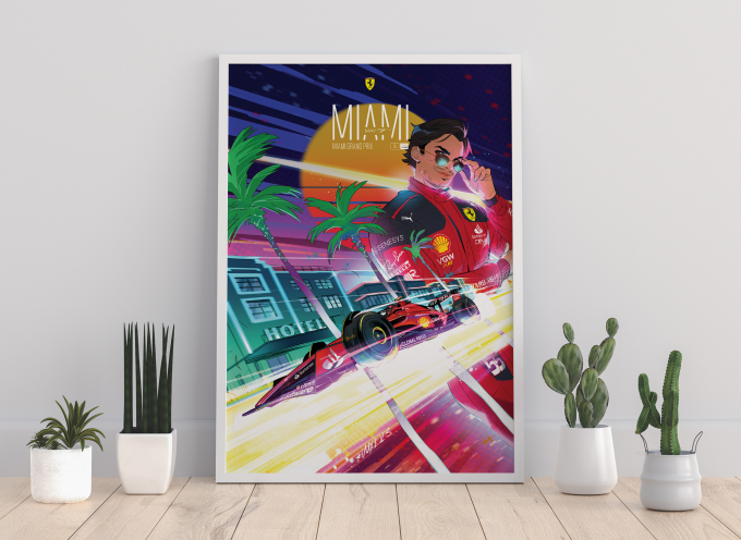 Miami 2023 Ferrari F1 Poster