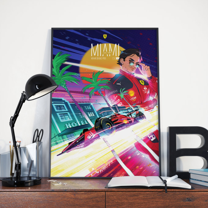 Miami 2023 Ferrari F1 Poster