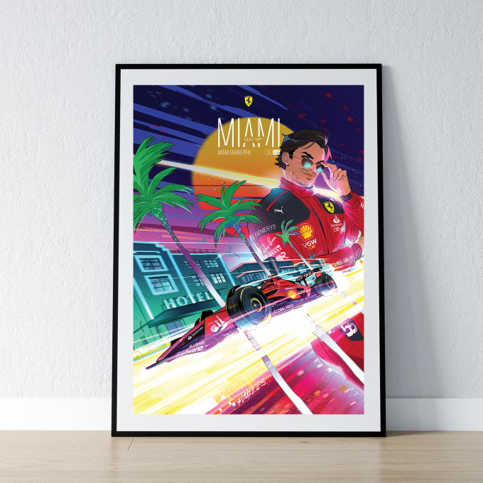 Miami 2023 Ferrari F1 Poster