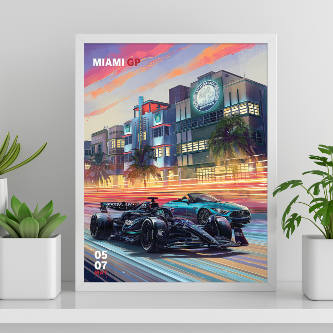 Miami 2023 Mercedes F1 Poster