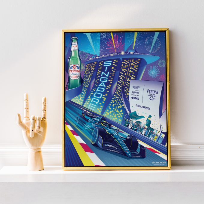 Singapore 2023 Aston Martin F1 Poster