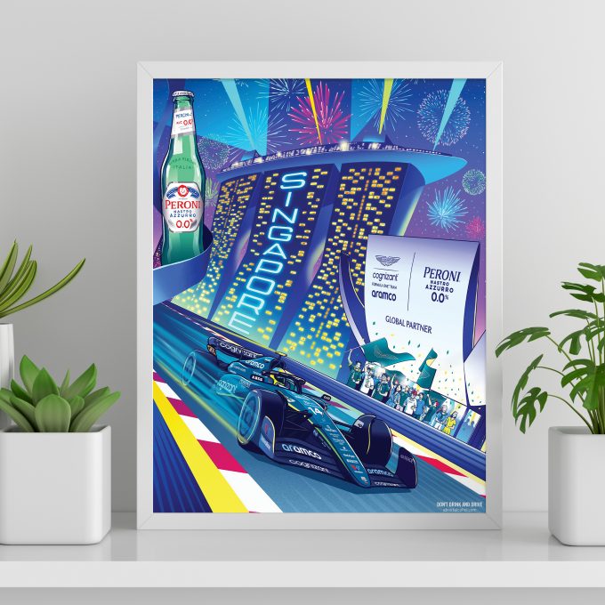 Singapore 2023 Aston Martin F1 Poster