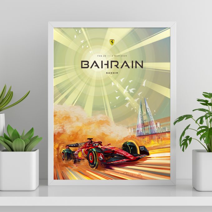 Bahrain 2024 Ferrari F1 Poster 2