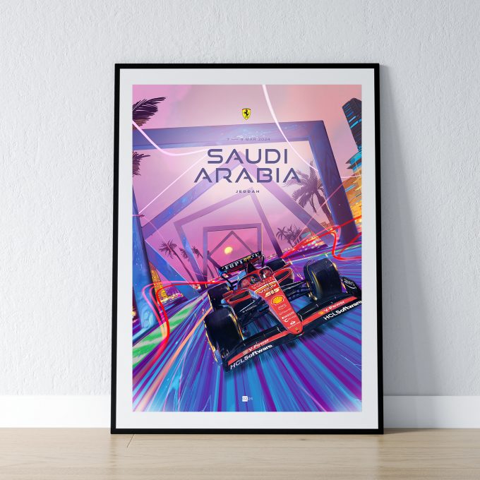 Saudi Arabia 2024 Ferrari F1 Poster