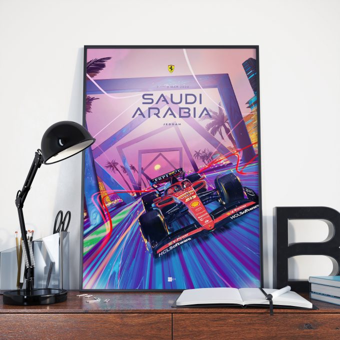 Saudi Arabia 2024 Ferrari F1 Poster