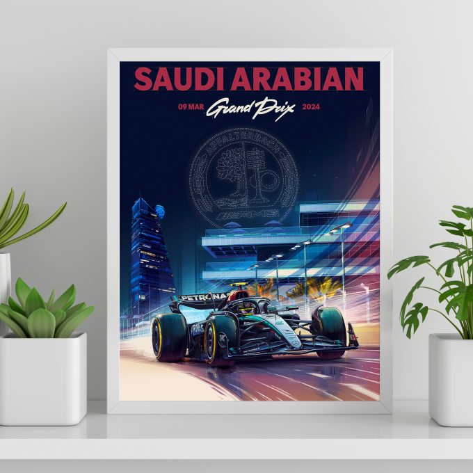 Saudi Arabia 2024 Mercedes F1 Poster