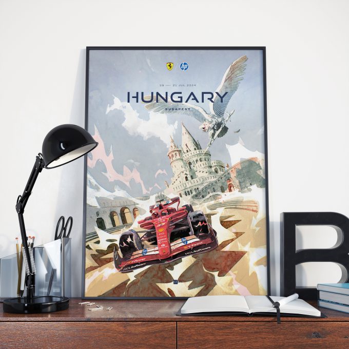 Hungary 2024 Ferrari F1 Poster