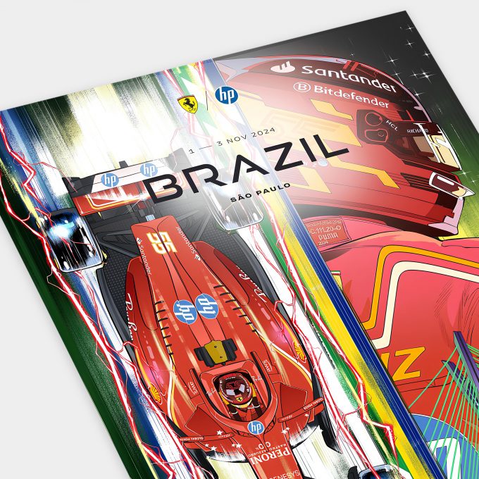 Brazil 2024 Ferrari F1 Poster