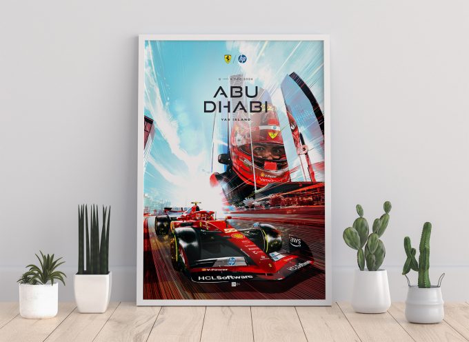 Abu Dhabi 2024 Ferrari F1 Poster