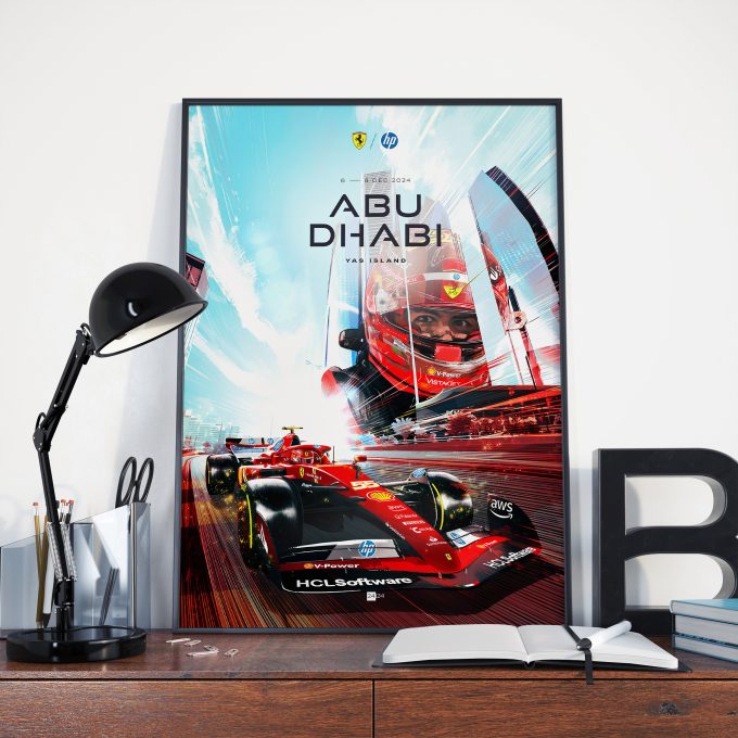 Abu Dhabi 2024 Ferrari F1 Poster