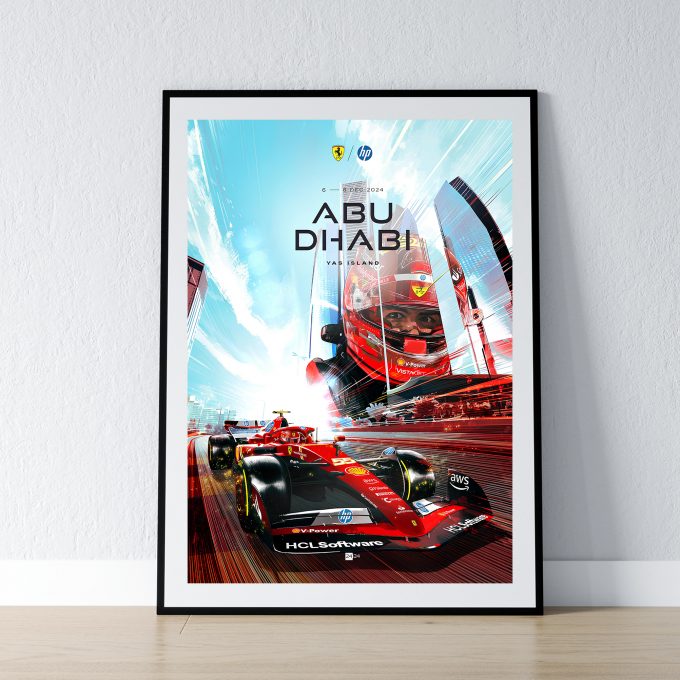 Abu Dhabi 2024 Ferrari F1 Poster