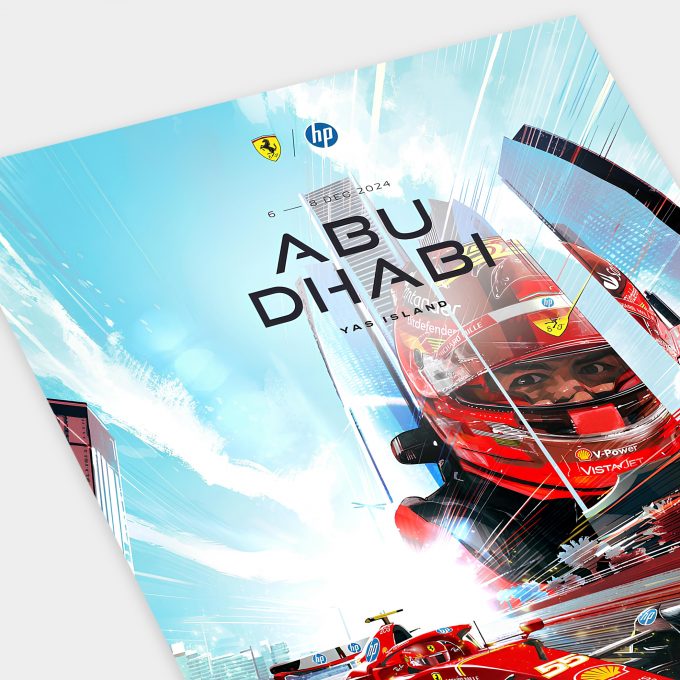 Abu Dhabi 2024 Ferrari F1 Poster